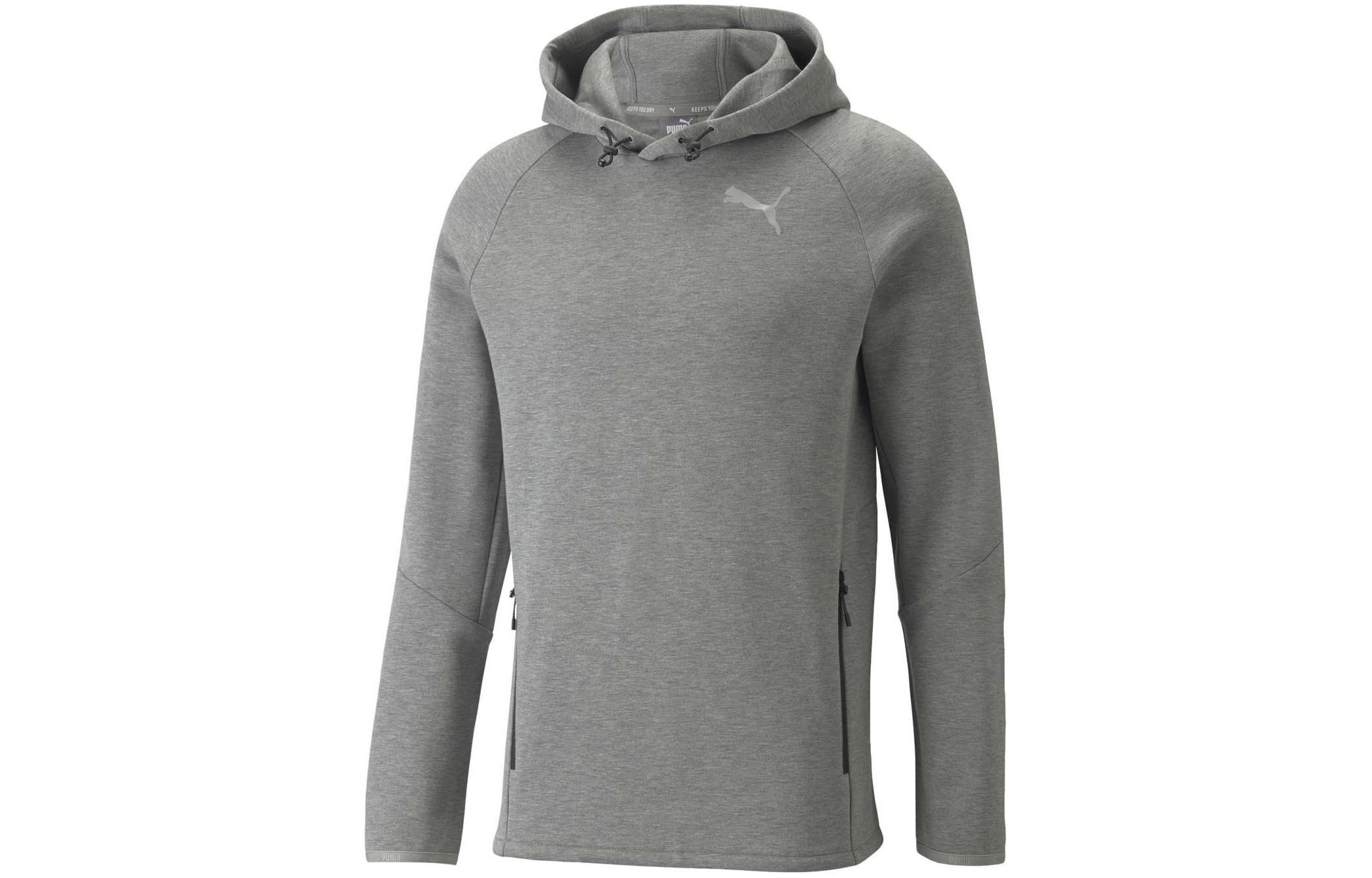 Puma Evostripe Hoodie Medium Gray Heather Sweat-Wicking Pullover - Gray 847400-03