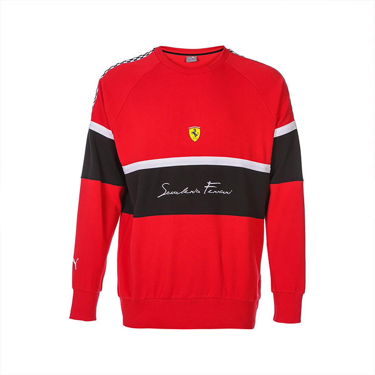 Puma Ferrari Crewneck Lightweight Knit Long Sleeve Sweatshirt Red/Black Men 599816-02