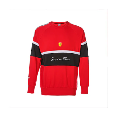 Puma Ferrari Crewneck Lightweight Knit Long Sleeve Sweatshirt Red/Black Men 599816-02