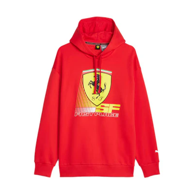 Puma Ferrari Graphic Print Red Hoodie Long Sleeve Pullover 622233-02