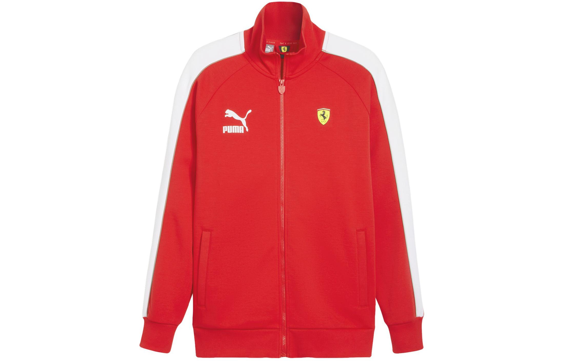 Puma Ferrari Race Iconic T7 Red Track Jacket Retro Colorblock Design 625198-02