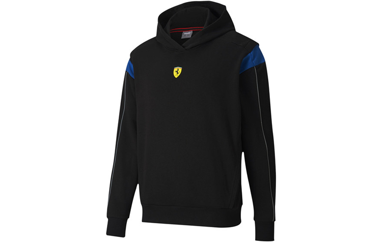 Puma Ferrari Racing Series Hoodie Black with Reflective Logo & Colorblock 598926-02