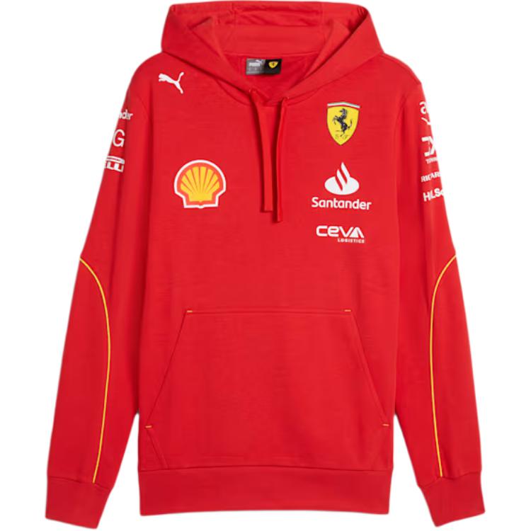 Puma Ferrari Racing SS24 Red Hoodie with Logo and Drawstring Design 763600-01