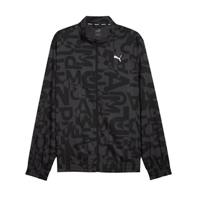Puma Fit All-Over Print Jacket Black Comfortable Long-Sleeve Outerwear 525723-01