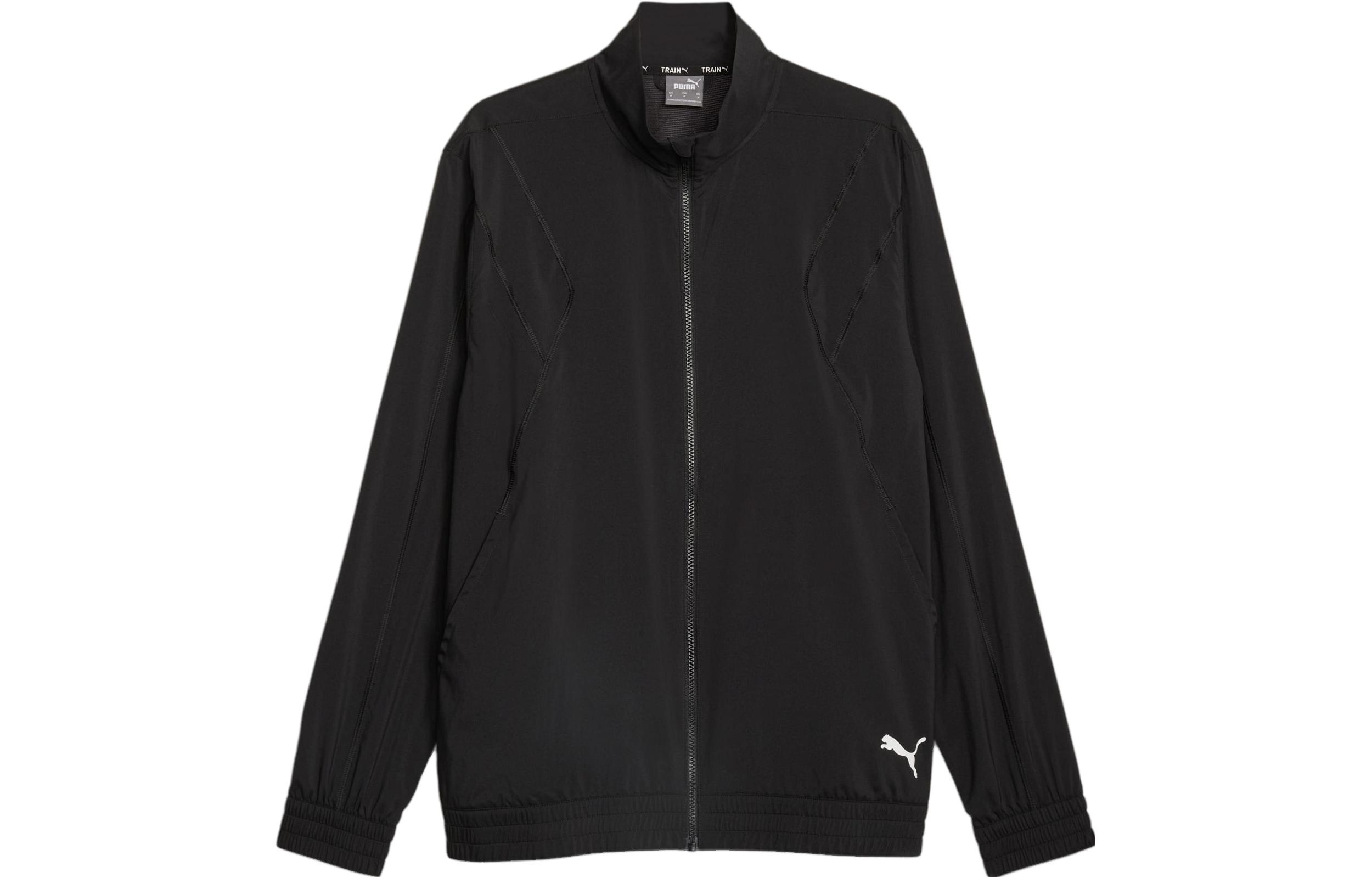 Puma FIT Full-Zip Woven Training Jacket Black Simple Logo Design 523859-01