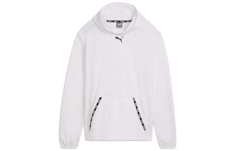 Puma Fit PWRFleece White Logo Print Hoodie Long Sleeve Sweatshirt 524935-02