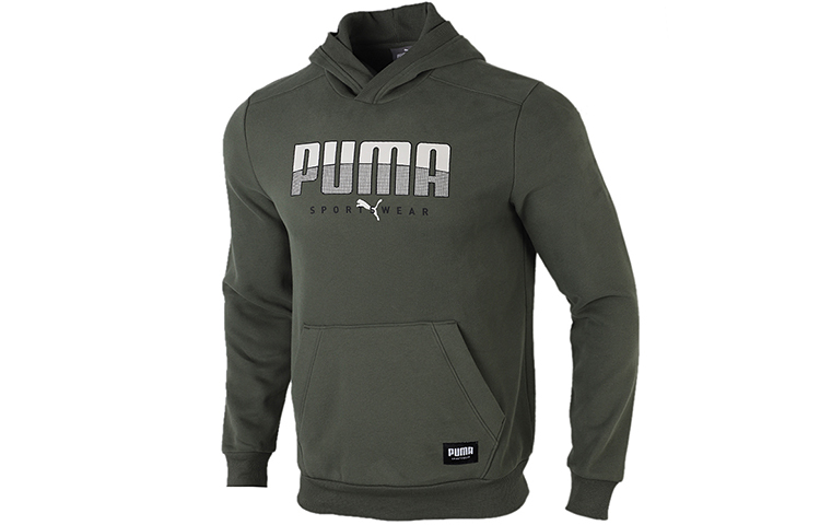 Puma Fleece-Lined Hoodie Sweatshirt American Style - Dark Green 586543-64