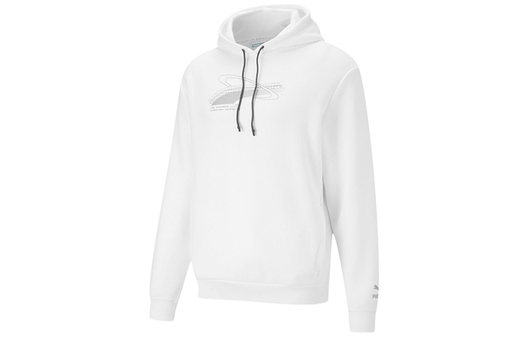 Puma Fleece-Lined Knit Pullover Hoodie White 530289-02
