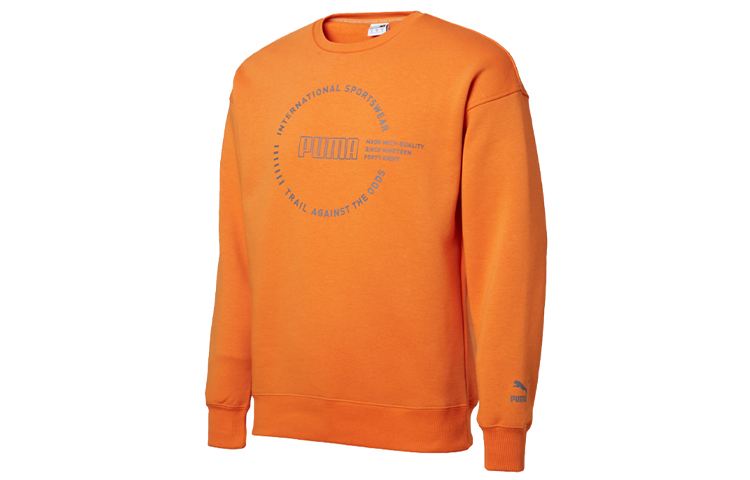 Puma Fleece Sweatshirt with Logo Print - Orange 597200-17