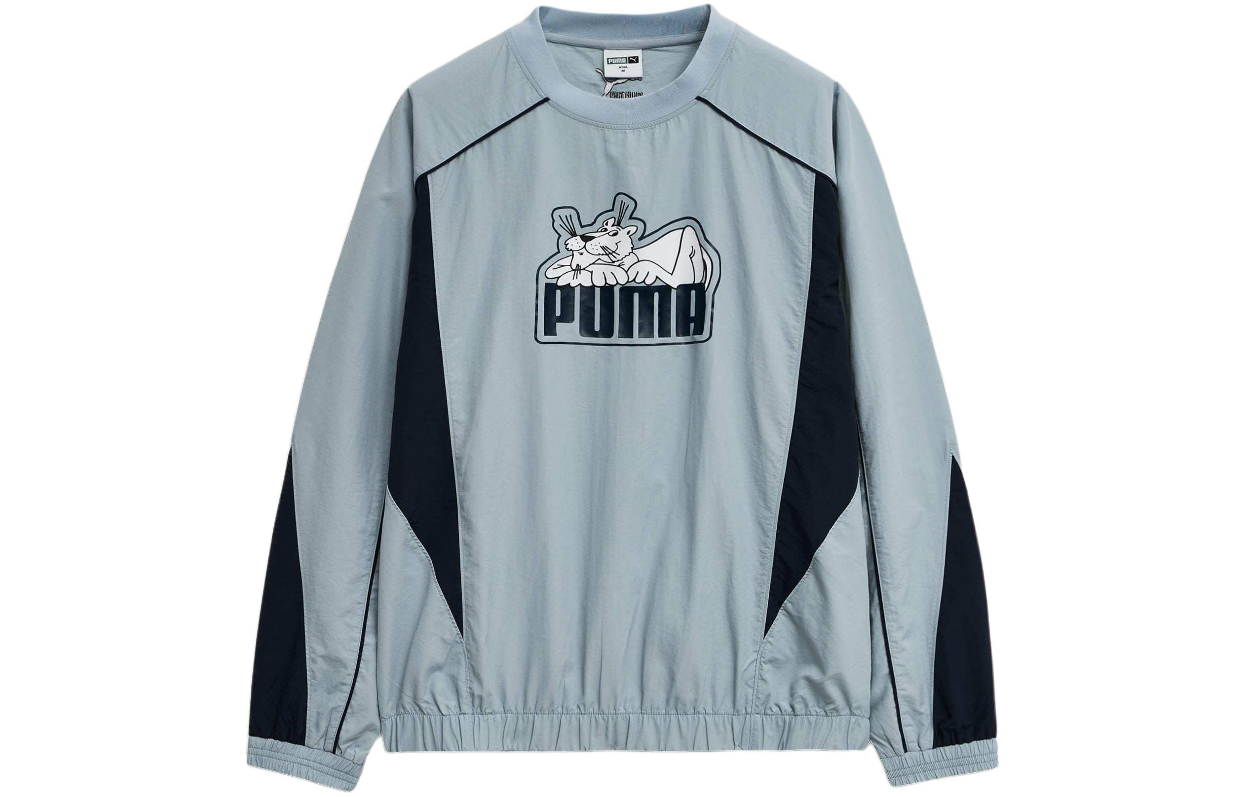 Puma For the Fanbase Colorblock Cartoon Crewneck Sweatshirt Blue Mens 940495-01