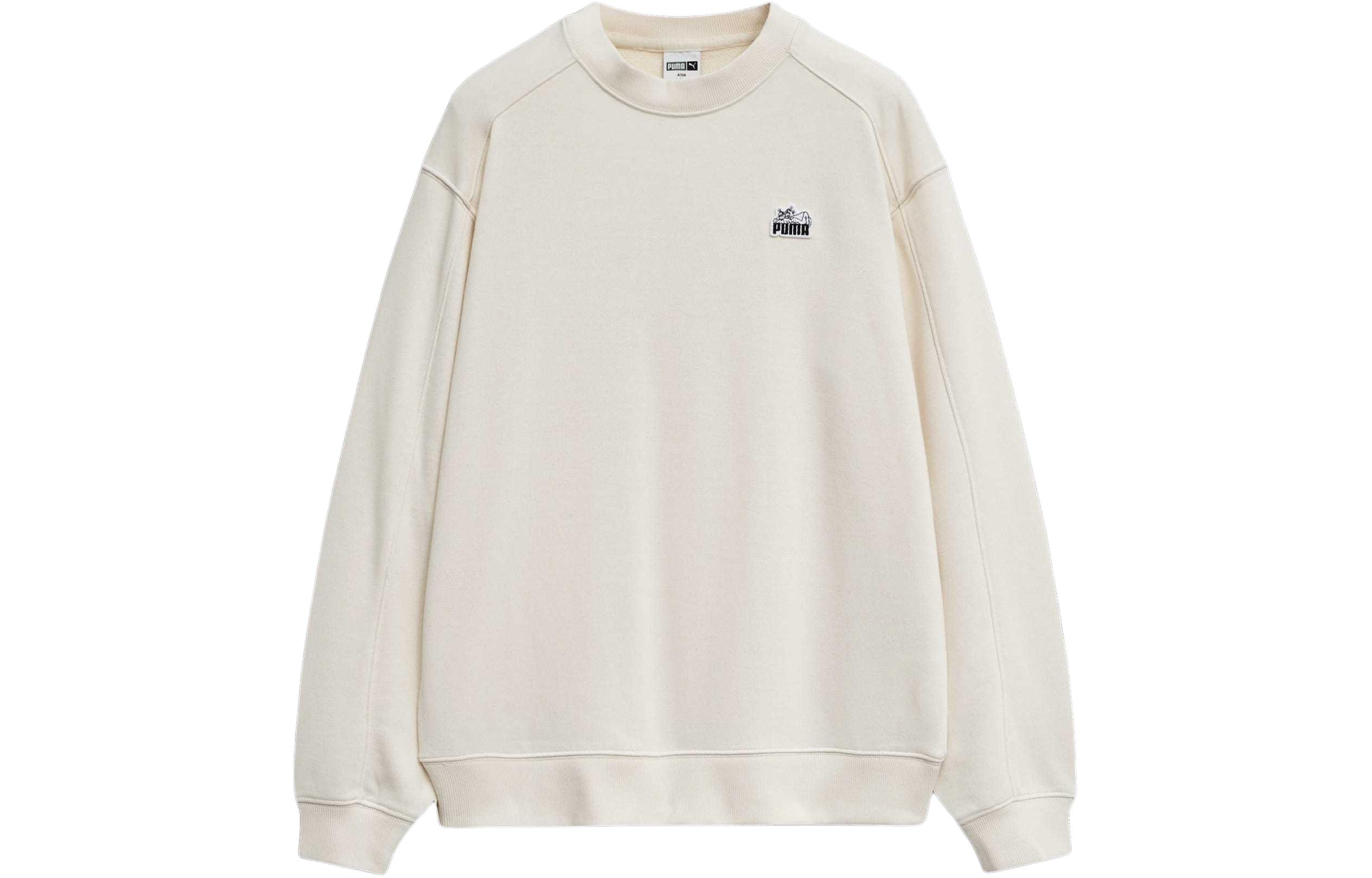 Puma For the Fanbase Logo Crewneck Sweatshirt Unisex Off-White Casual Style 940493-03