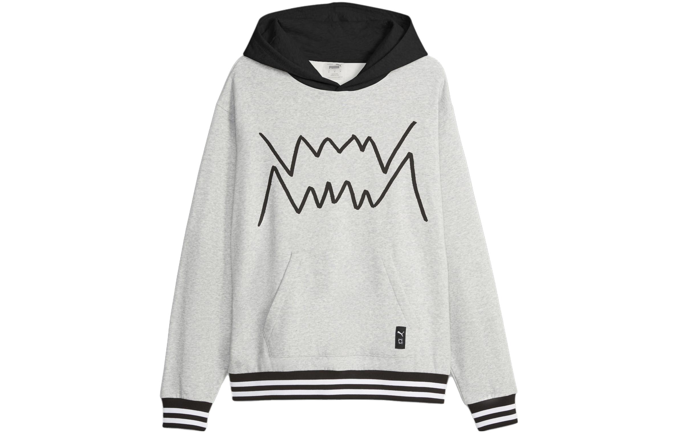 Puma Franchise Core Basketball Hoodie Gray - Linear Design Long Sleeve 622007-02