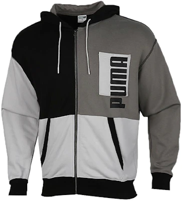 Puma 男款全拉鍊撞色連帽外套 黑/灰 530712-01 Buy Puma 男款全拉鍊撞色連帽外套 黑/灰 530712-01