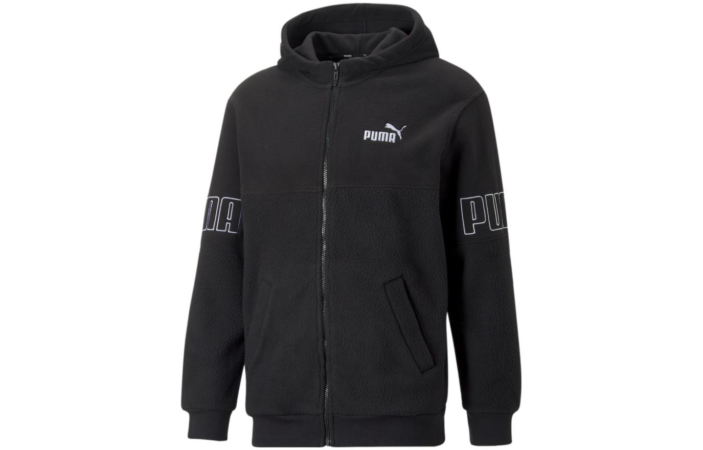Puma Full-Zip Hoodie Black with Spliced Logo Print 672447-01