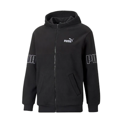 Puma Full-Zip Hoodie Black with Spliced Logo Print 672447-01