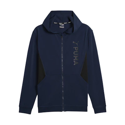 Puma Full-Zip Hoodie Navy Blue with Logo Graphic Print 523885-14
