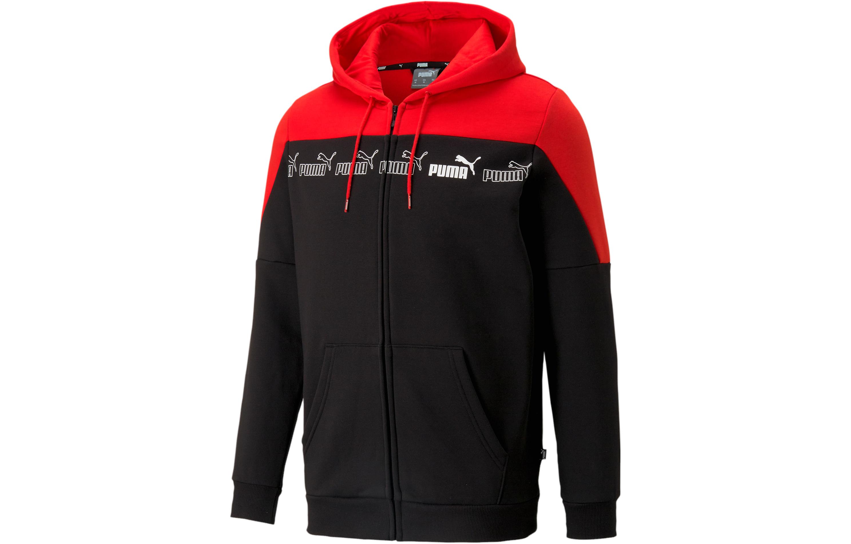 Puma Full-Zip Hoodie with Letter Print Black/Red 674764-06
