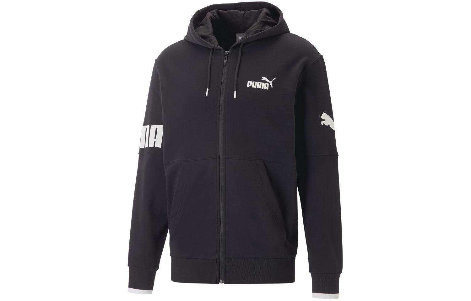 Puma Full-Zip Logo Sweatshirt Black Long Sleeve Pullover 673327-01