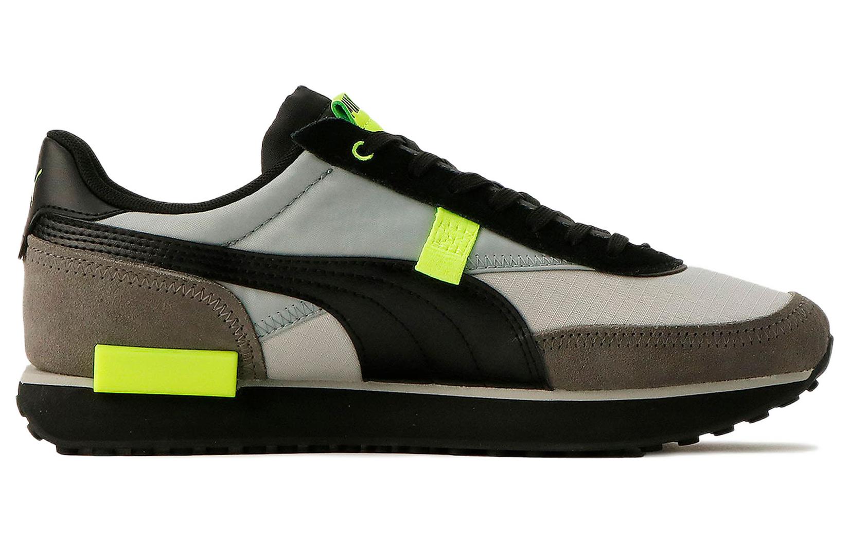 Puma Future Rider Displaced Gray Lime Squeeze 'Black' 圖 2