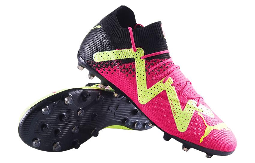 Shop PUMA Future Ultimate 舒適耐磨 防滑減震 足球鞋 男款 黃紫色