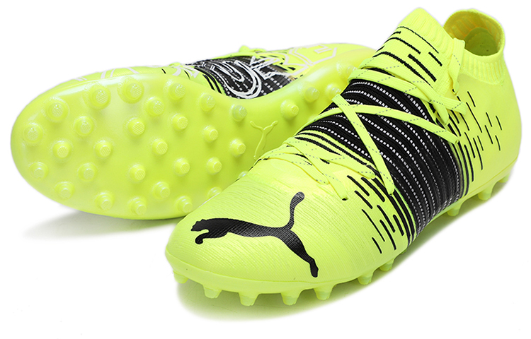 Puma MG Low Top Soccer Cleats/Football Boots Fluorescent Green Black 圖 4