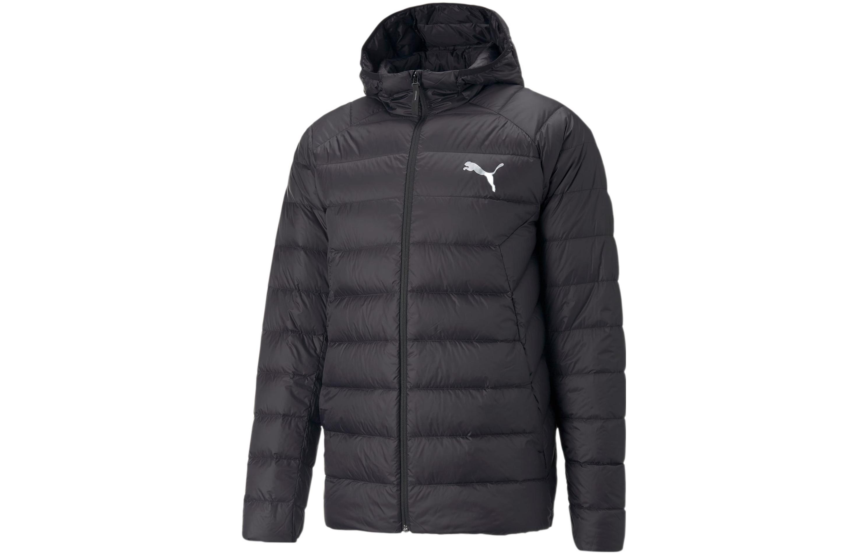 PUMA FW22  Logo Print Zipper Long Sleeve Puffer Jacket Black 672393-01