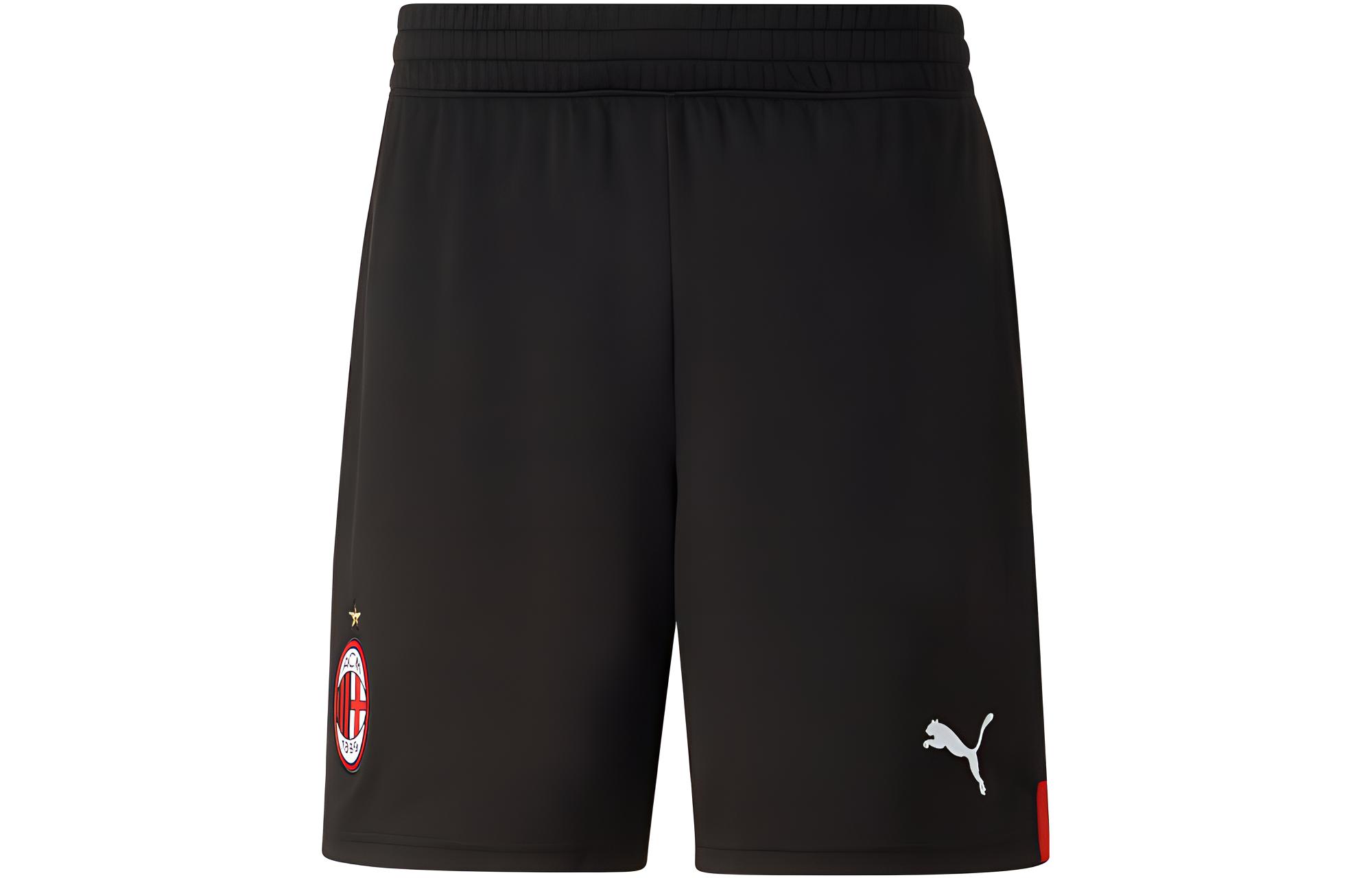 Puma FW22 AC Milan Solid Black Elastic Soccer Shorts for Men. 765856-01