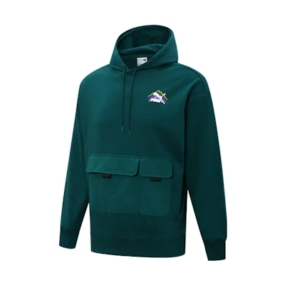 Puma FW22 Green Logo Print Drawstring Hoodie 537392-24