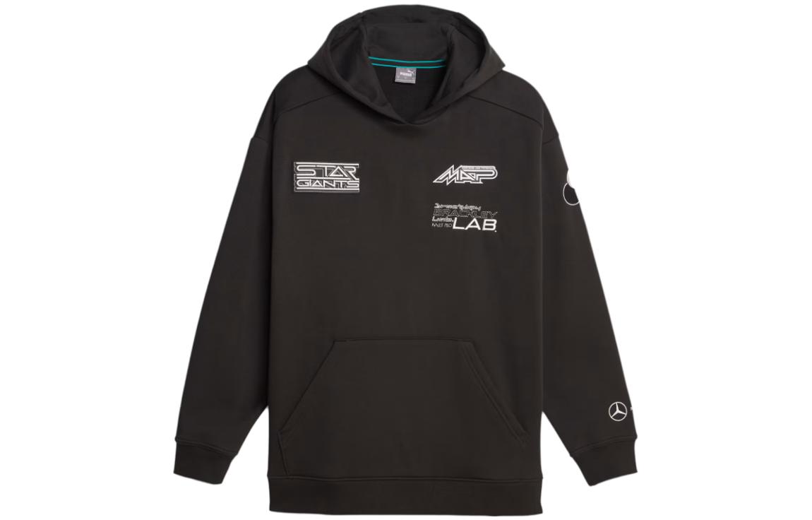 Puma Garage Crew Letter Print Black Hoodie Long Sleeve Pullover 621137-01