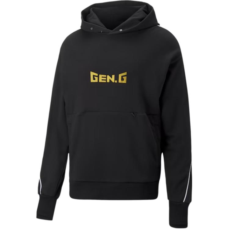 Puma GenG Stripe Esports Hoodie Black Unisex Graphic Pullover Long Sleeve 536734-01