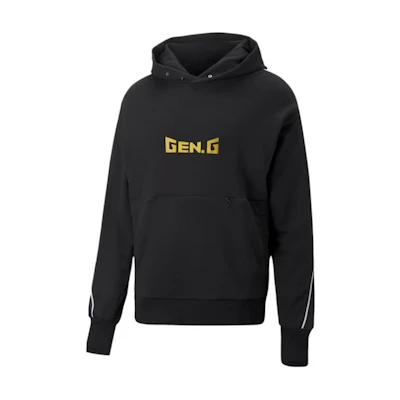 Puma GenG Stripe Esports Hoodie Black Unisex Graphic Pullover Long Sleeve 536734-01