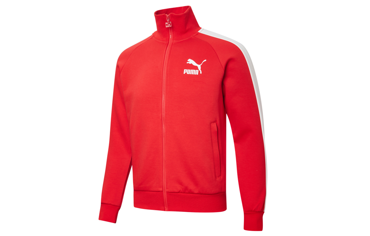 Puma Geometric Colorblock Logo Zip Retro Track Jacket Red 531377-11