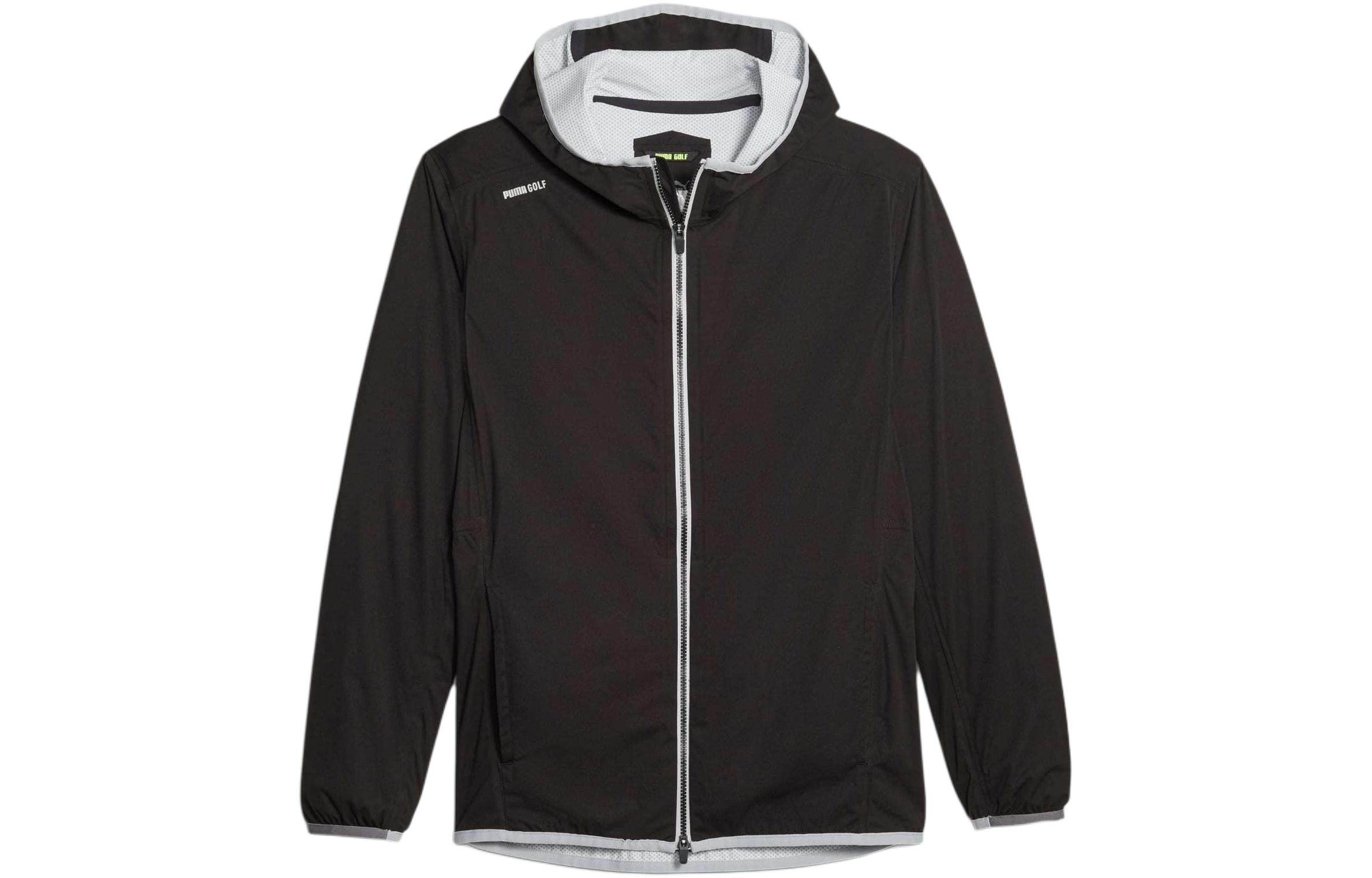 Puma Golf DRYLBL Packable Rain Jacket Black - Casual Hooded Long Sleeve 621515-01