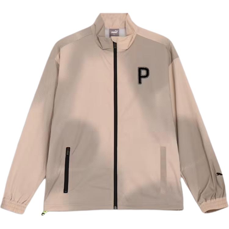 Puma Golf Stretch Taffeta Patterned Soft Zip Jacket - Khaki 627572-02