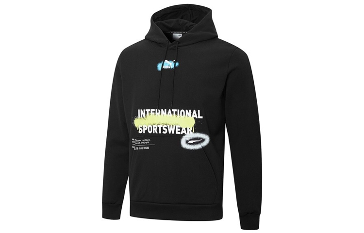 Puma Graffiti Logo Print Pullover Hoodie - Black 536305-01