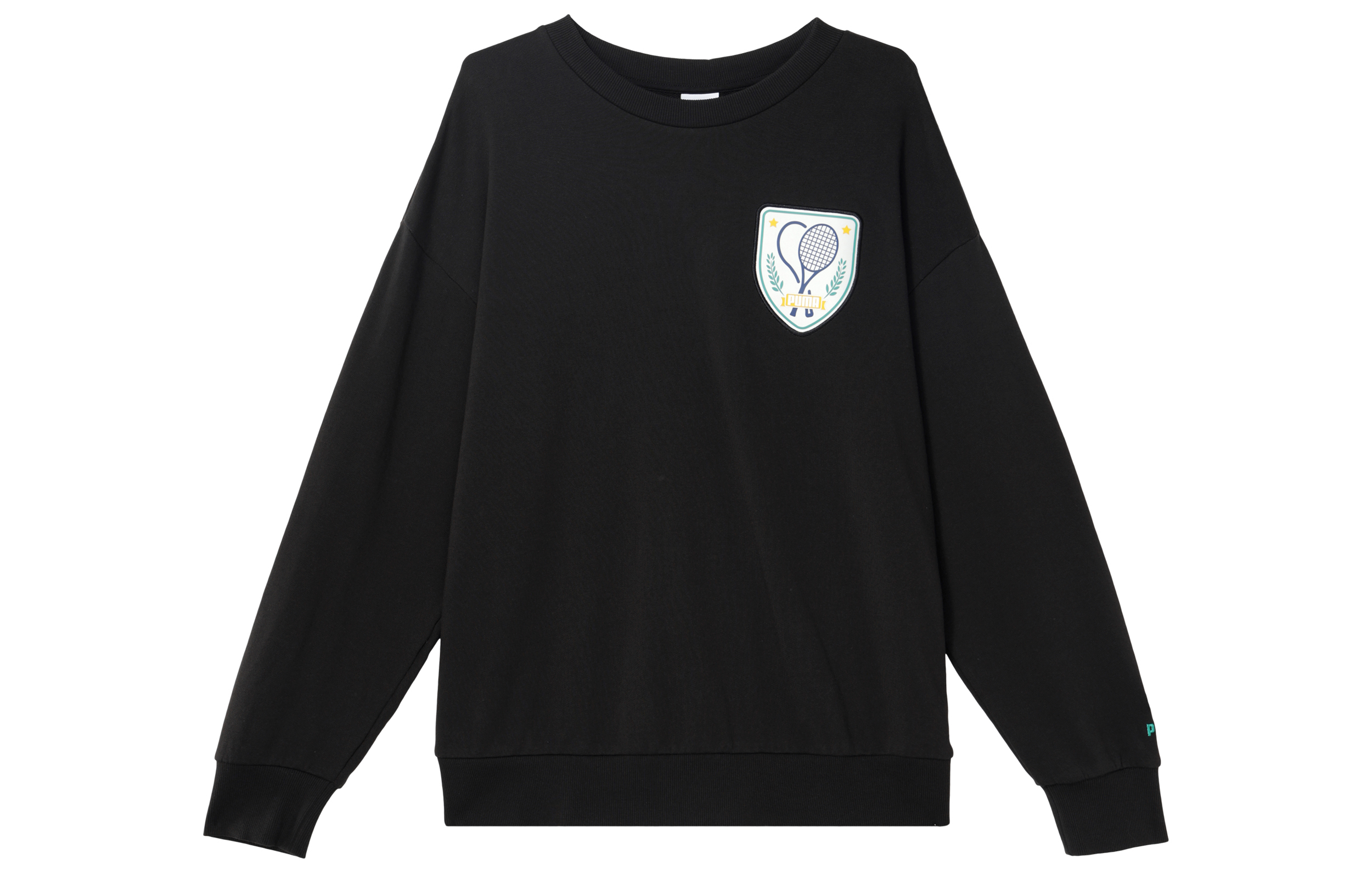Puma Graphic Crewneck Pullover Sweatshirt Black Casual Long Sleeve Top 625802-01