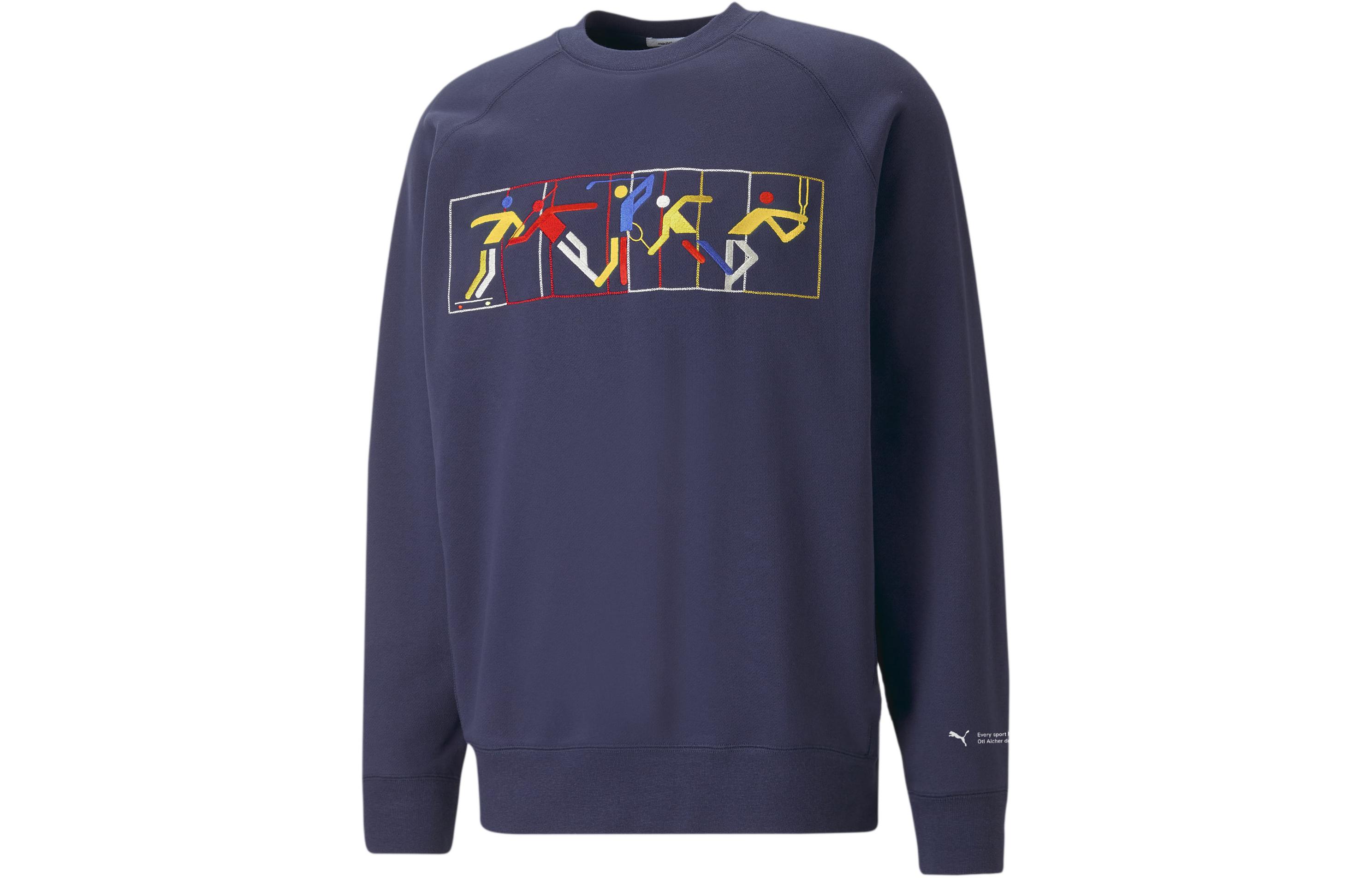 Puma Graphic Crewneck Pullover Sweatshirt Navy Blue 539512-06