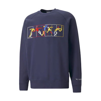 Puma Graphic Crewneck Pullover Sweatshirt Navy Blue 539512-06
