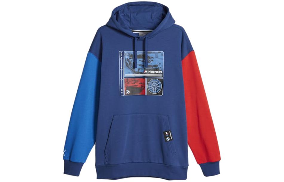 Puma Graphic Hoodie Blue Colorblock Long-Sleeve Pullover 621227-04