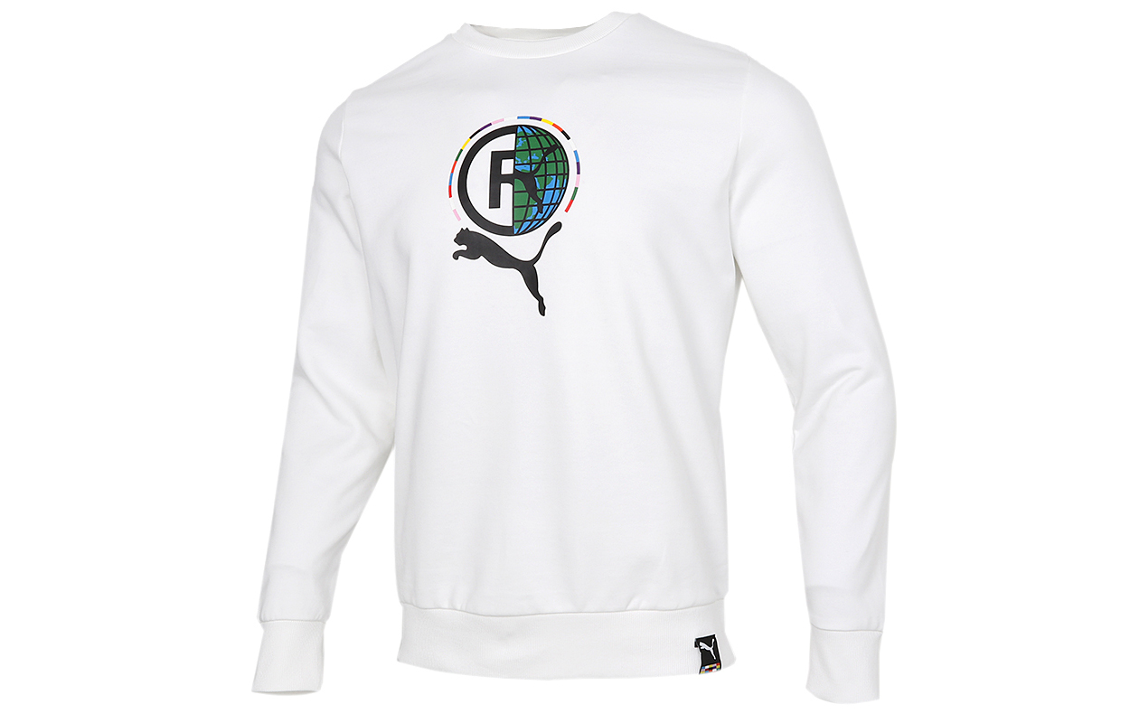 Puma Graphic Logo Crewneck Sweatshirt Casual Pullover Off-White 531416-02