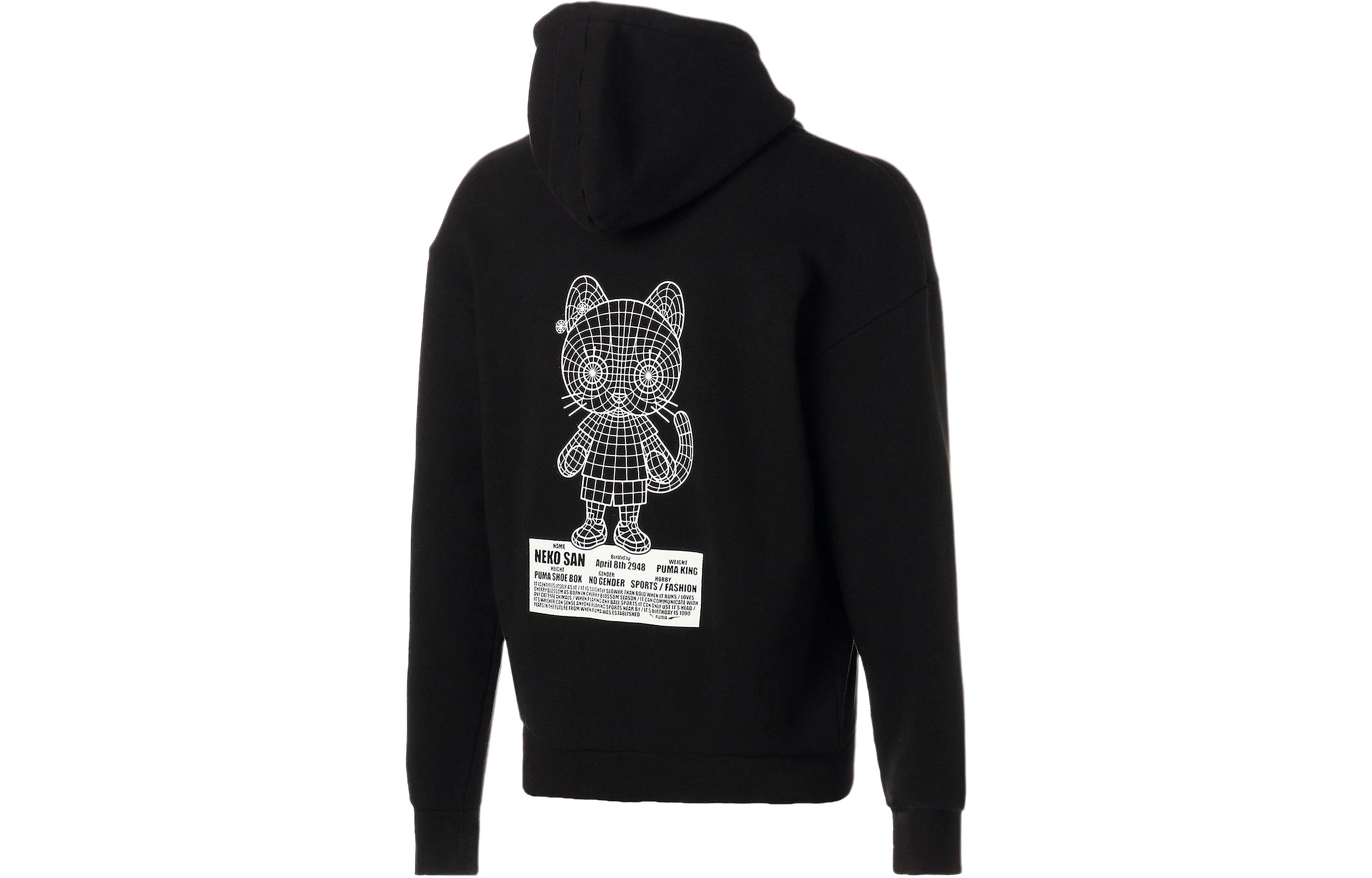 Puma Graphic Print Hoodie Unisex Casual Sweatshirt Black 623087-01