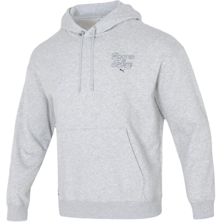 Puma Gray Hoodie - Embroidered Lettering, Breathable & Comfortable 631036-04