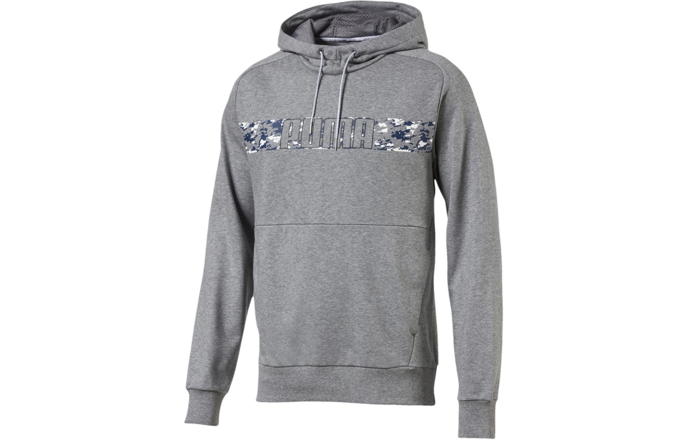 Puma Gray Hoodie with Letter Print Long-Sleeve Design 851802-03