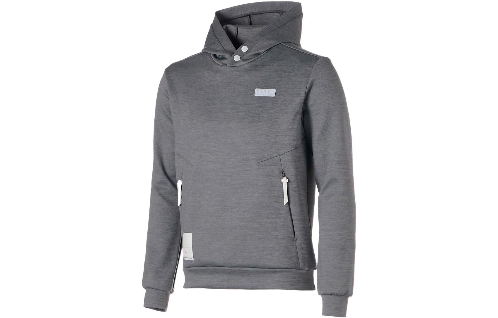 Puma Gray Logo Pullover Hoodie Long Sleeve Sweatshirt 539388-02