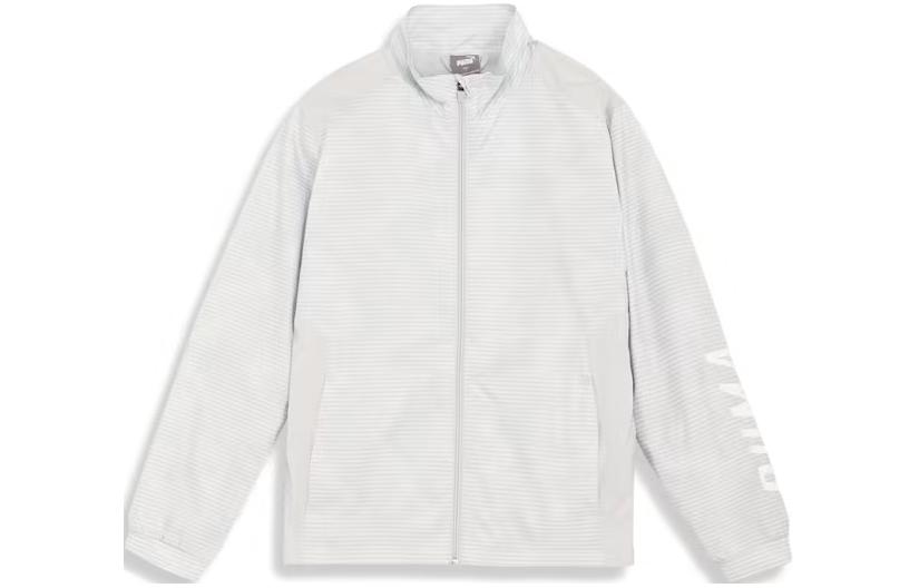 Puma Gray Utility Logo Embroidered Stripe Zip-Up Jacket 524287-18