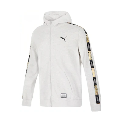 Puma Gray Zip-Up Hoodie Jacket with Logo Print - Unisex Casual Sportswear 539532-04