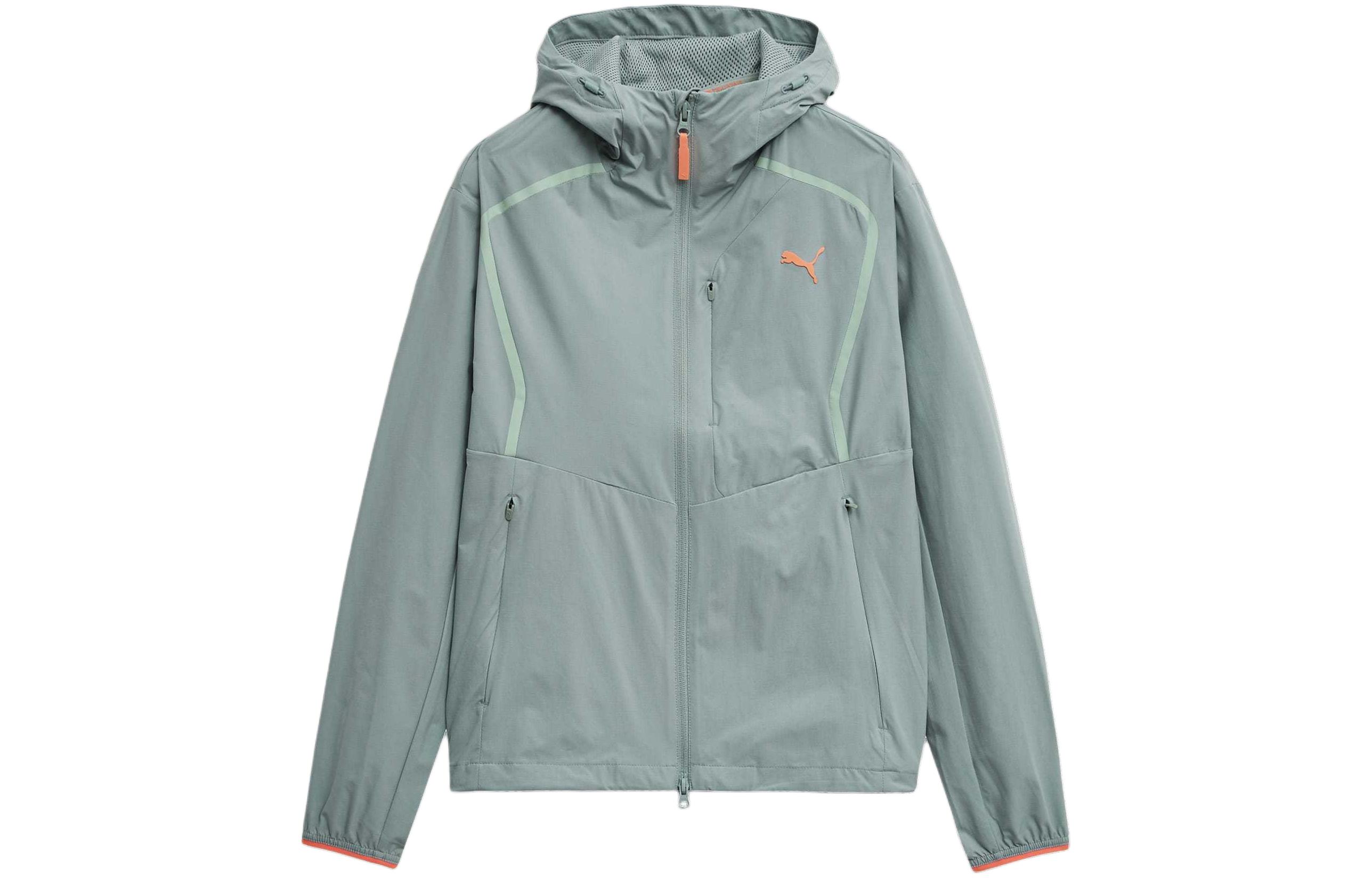 Puma Green Colorblock Cuff Casual Hooded Woven Jacket 940477-02