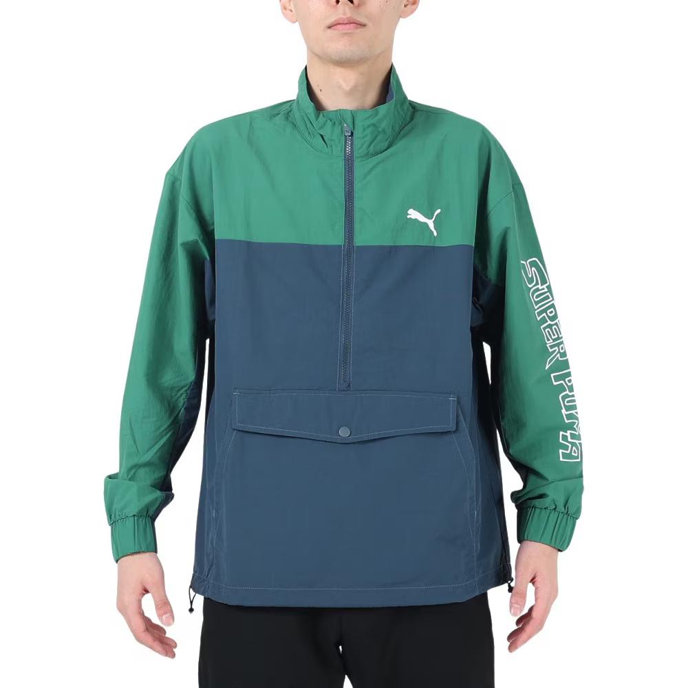 Puma Green Colorblock Logo Zip-Up Jacket 674791-37