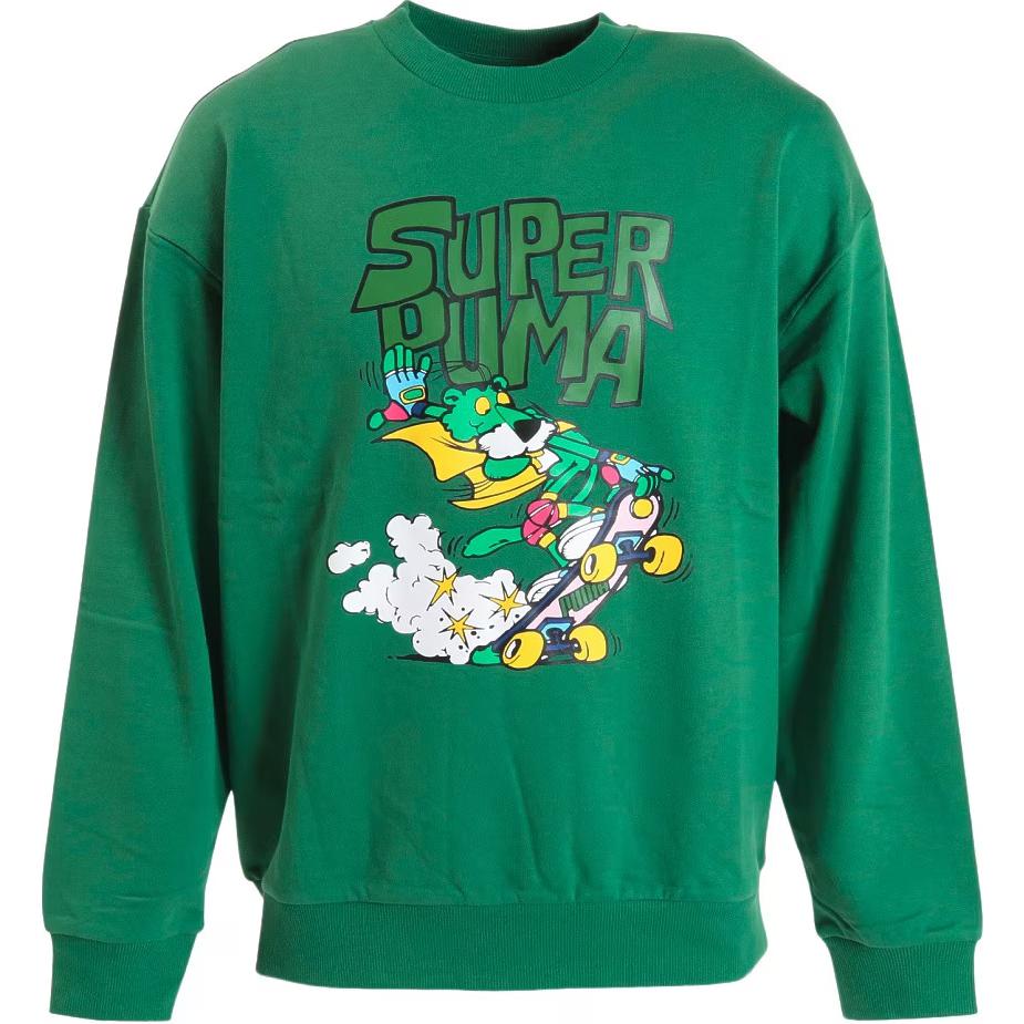 Puma Green Crewneck Sweatshirt with Logo Print 674807-37