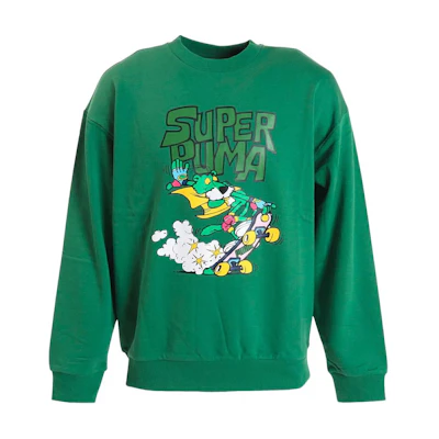 Puma Green Crewneck Sweatshirt with Logo Print 674807-37